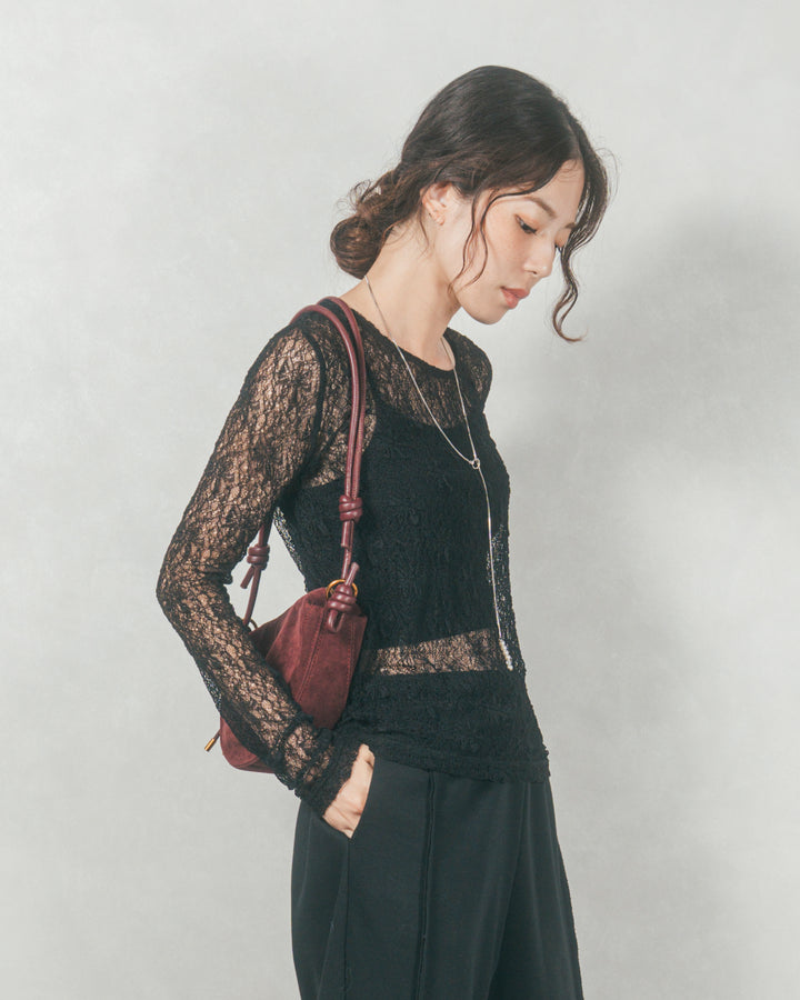 ストレッチレースシアートップス (BLACK)