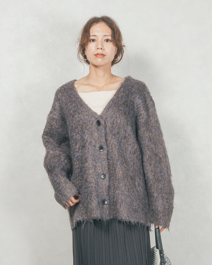 Airyフェザー ニットカーディガン (CHARCOAL BROWN)