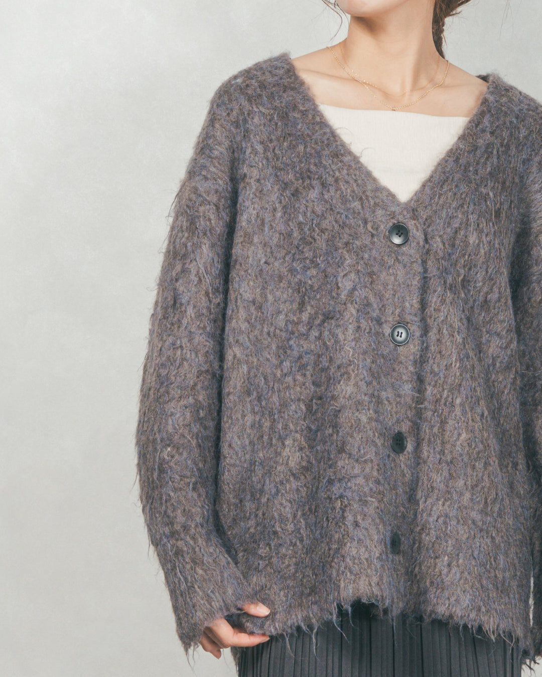 ［SET］Airyフェザー ニットカーディガン+Relaxサテンパンツ（2SET）