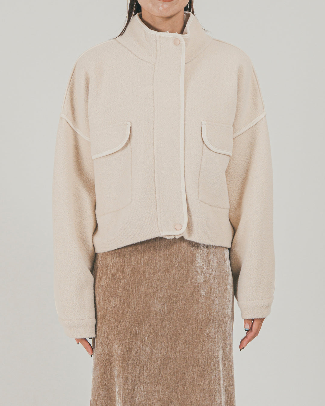 Softショートニットブルゾン