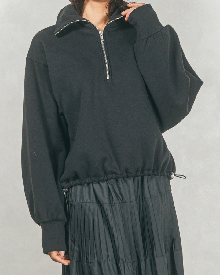 ［SET］裏起毛ハーフZipスウェット+ベロアNarrowスカート（2SET）