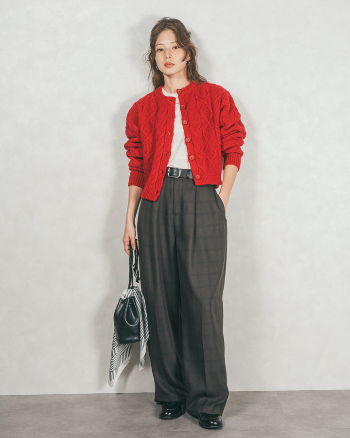 メランジチェックStraightパンツ (CHARCOAL)