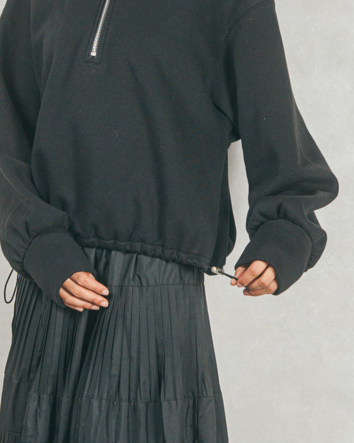 ［SET］裏起毛ハーフZipスウェット+ベロアNarrowスカート（2SET）