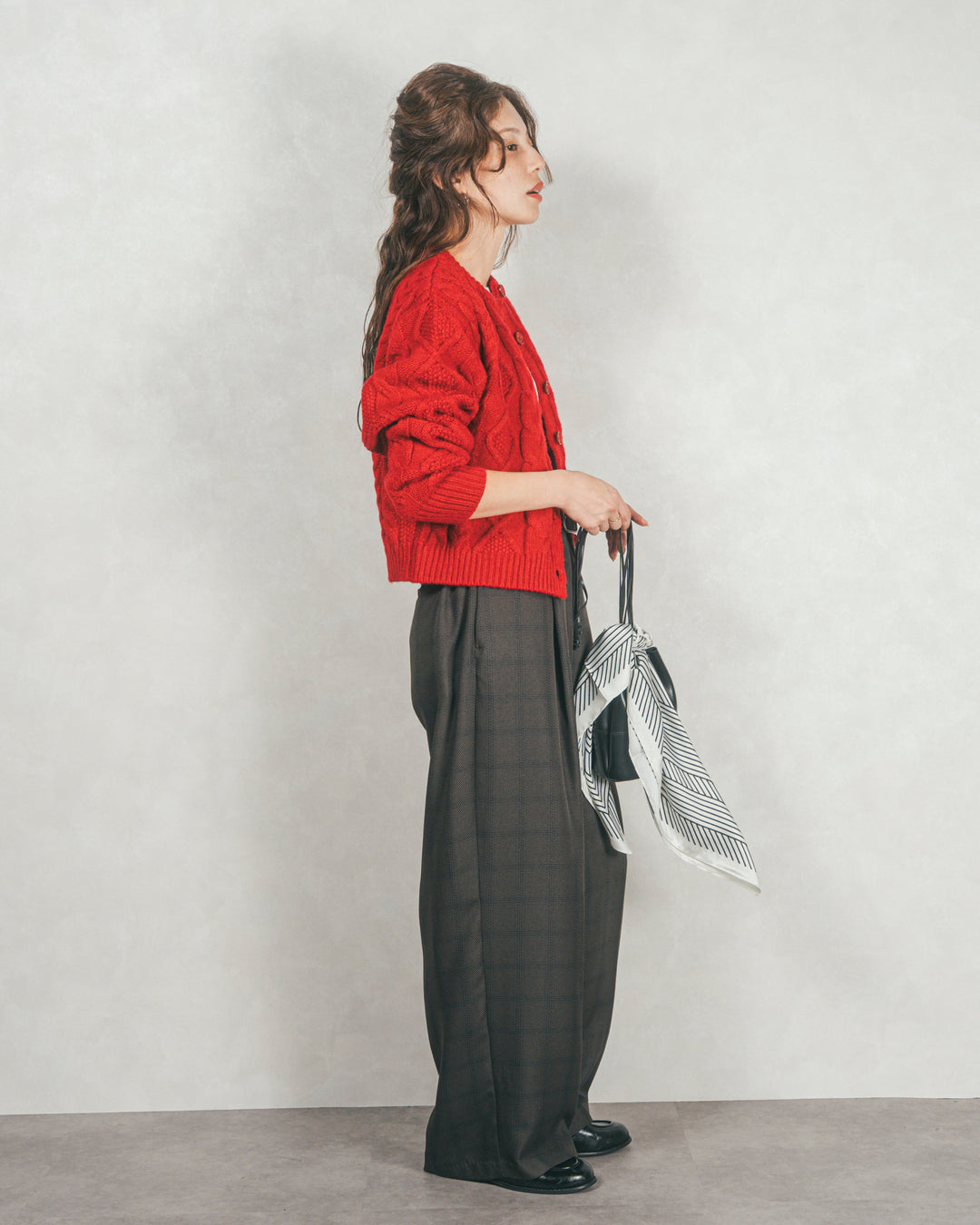 メランジチェックStraightパンツ (CHARCOAL)