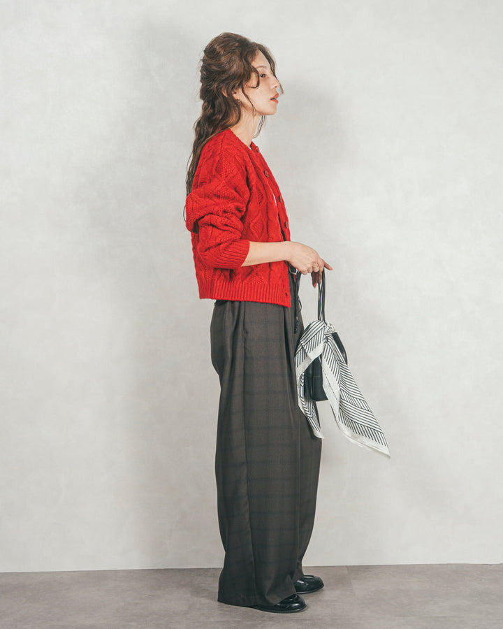 メランジチェックStraightパンツ (CHARCOAL)