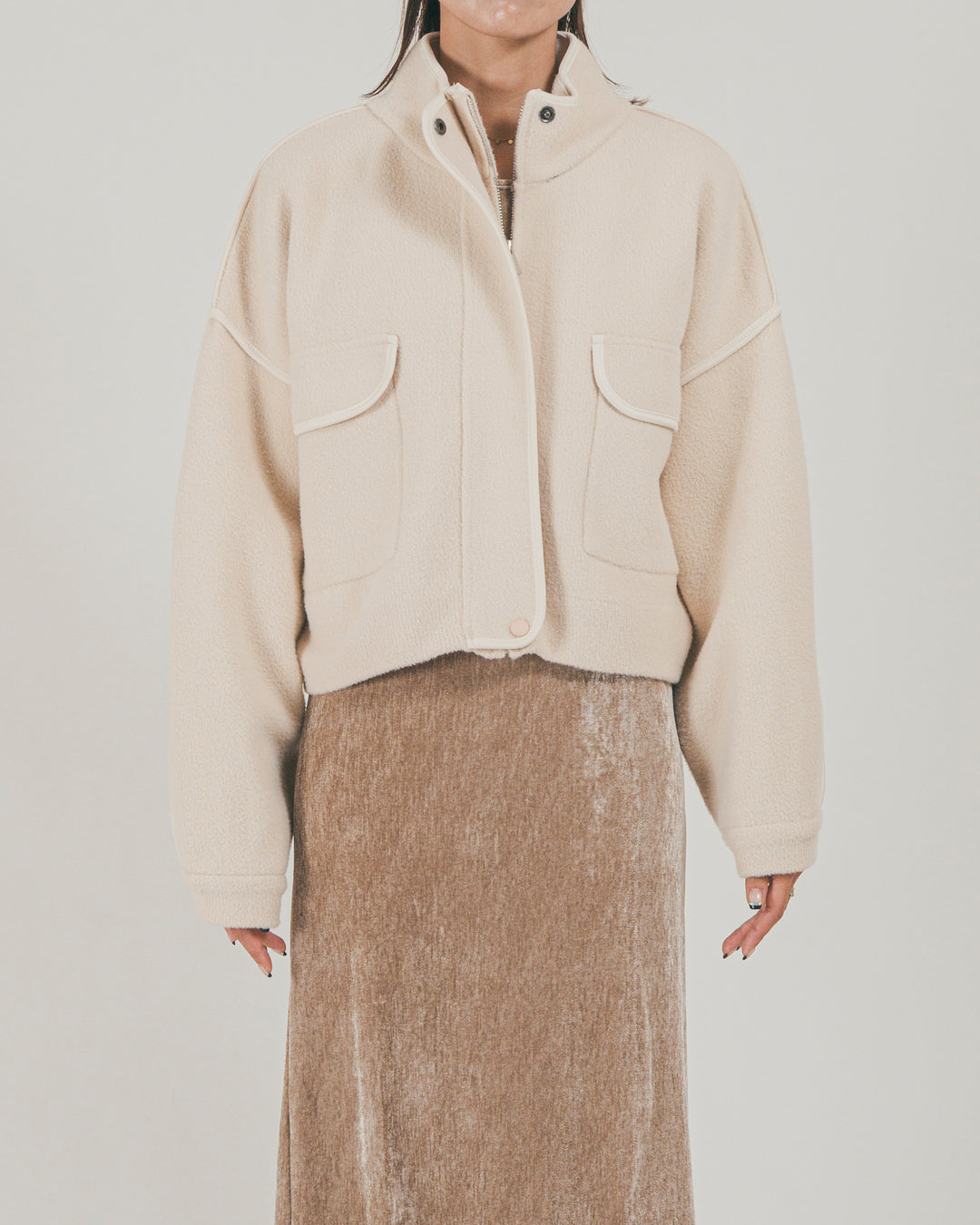 Softショートニットブルゾン