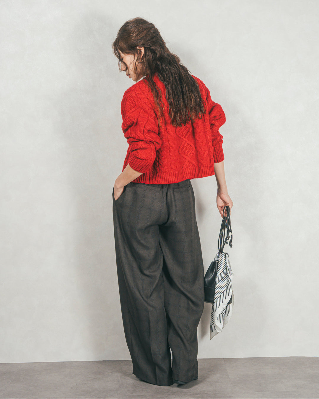 メランジチェックStraightパンツ (CHARCOAL)