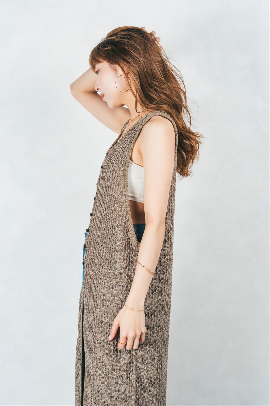 ［SET］Multi-Way ロングジレ＋カットオフデザインデニム（2SET）