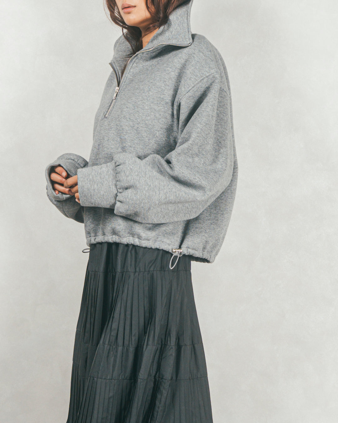 裏起毛ハーフZipスウェット (GRAY)