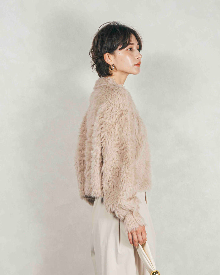 ［SET］フェザーヤーン 衿付きカーディガン+サイドタックコクーンパンツ（2SET）