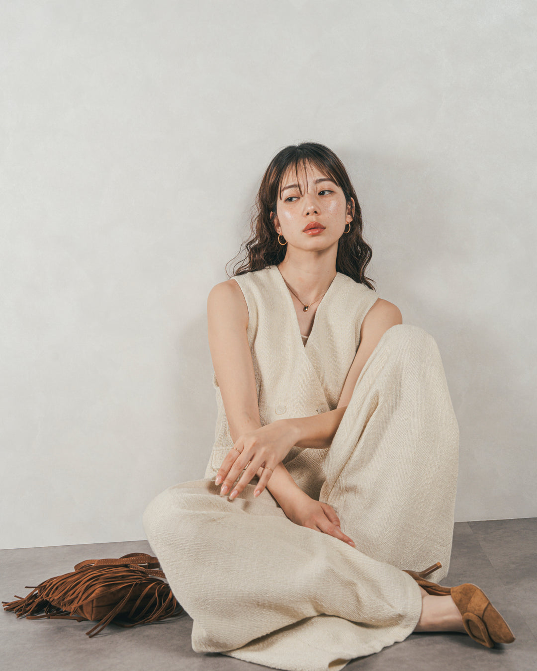 デニムライク へリンボーンサロペット