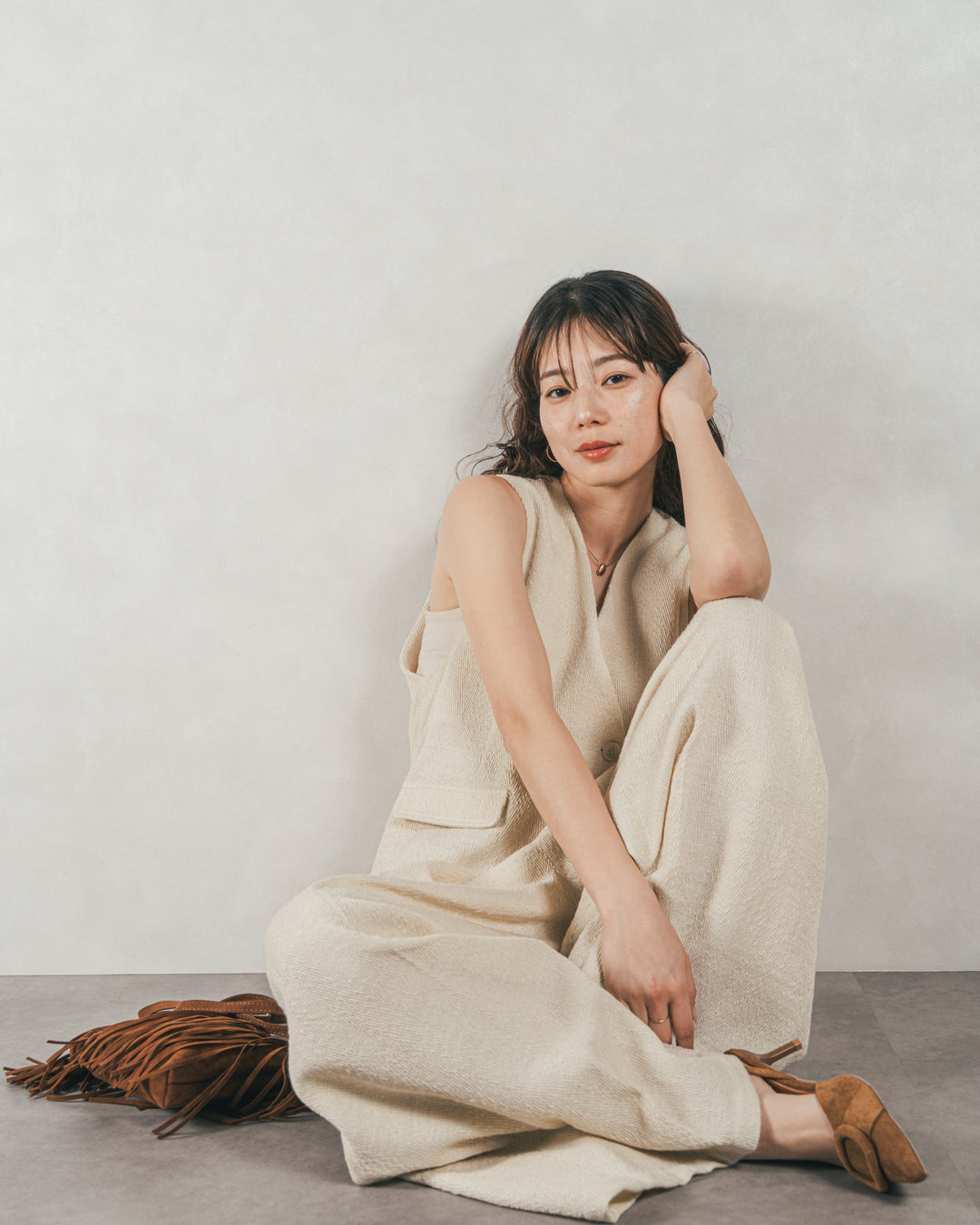 デニムライク へリンボーンサロペット