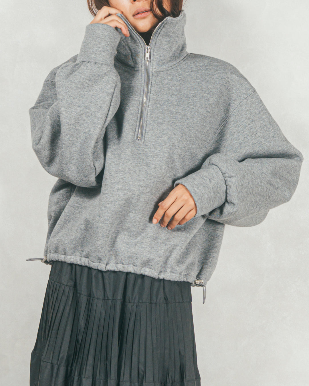 裏起毛ハーフZipスウェット (GRAY)