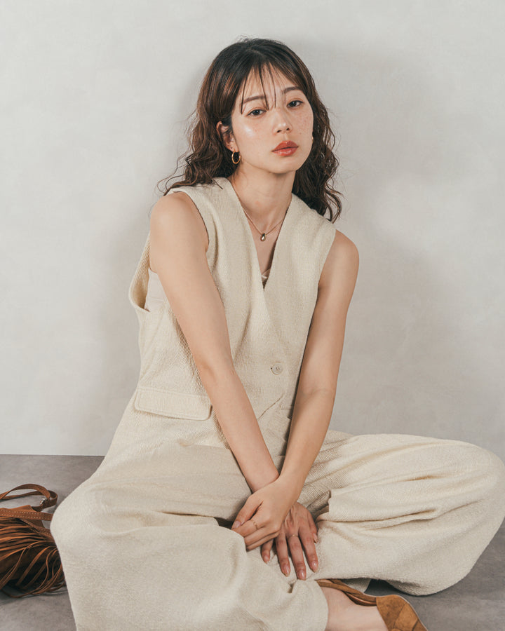 デニムライク へリンボーンサロペット