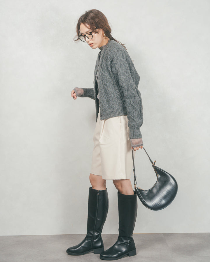 ケーブルKnitクルーカーディガン (CHARCOAL GRAY)