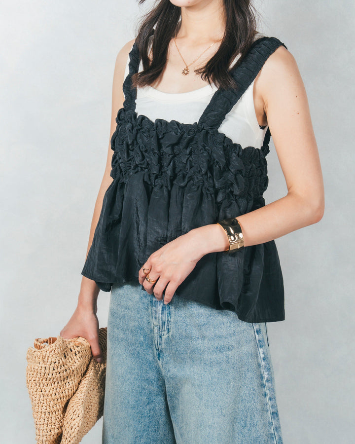 ［SET］ワッシャータフタシャーリングキャミ+ハクデザインカーブデニム（2SET）