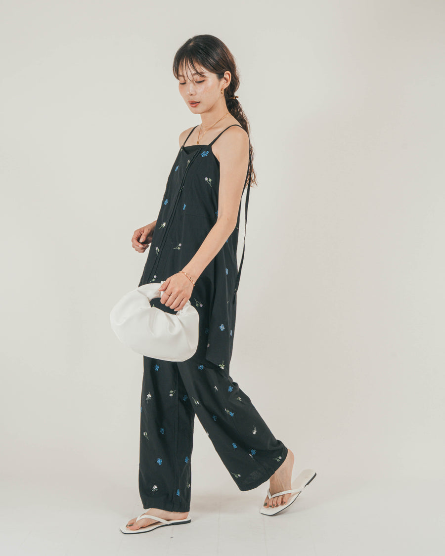 ［SET］Flower刺繍チュニックキャミ + Flower刺繍リラックスパンツ（2SET）