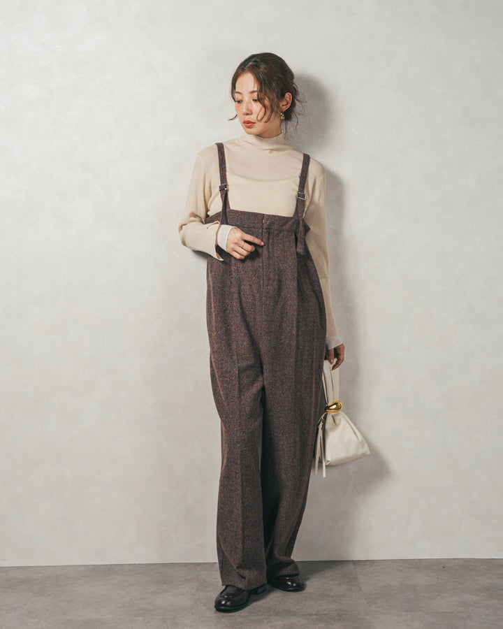 袖レイヤードラメリブタートルニット(IVORY)