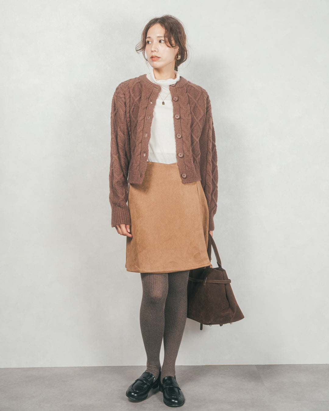 スウェードライクラップスカート (CAMEL)