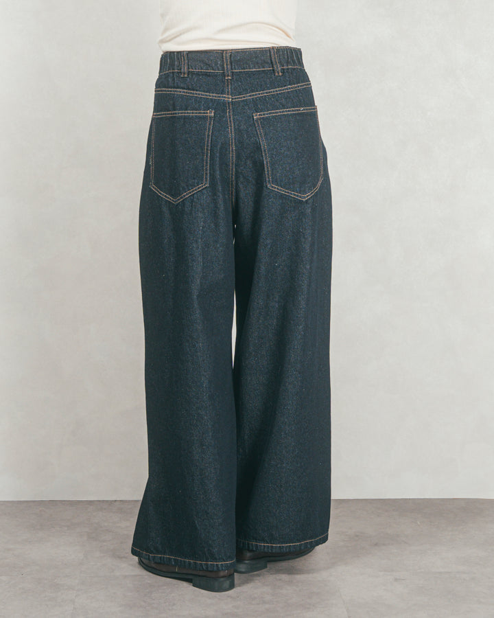 ［SET］Airyフェザー ニットカーディガン+ワイドTuckイージーデニム