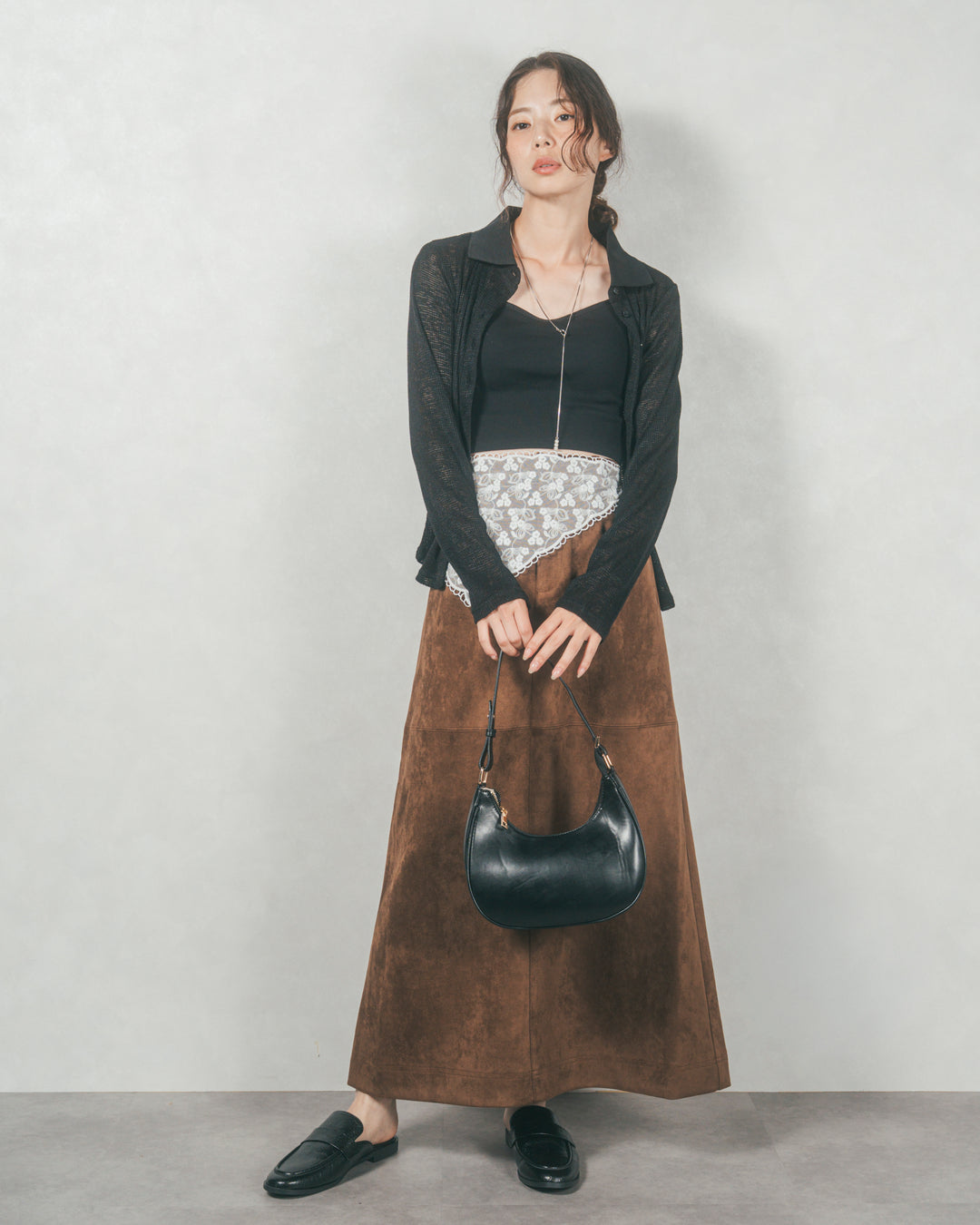 リネンブレンドニットシャツ (BLACK)