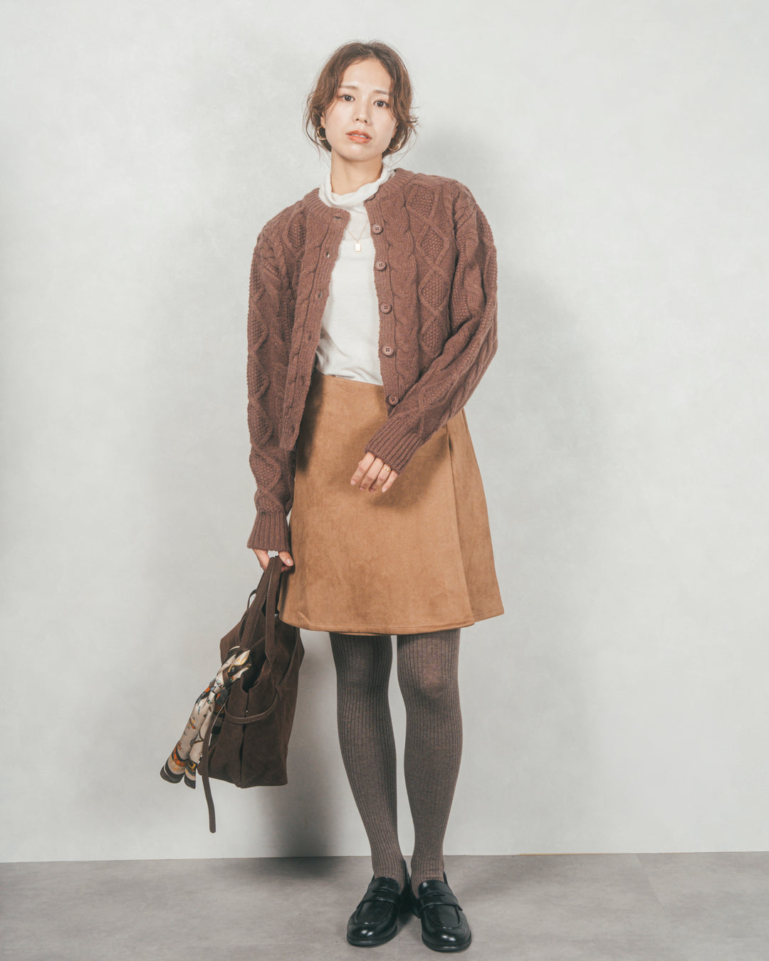 スウェードライクラップスカート (CAMEL)