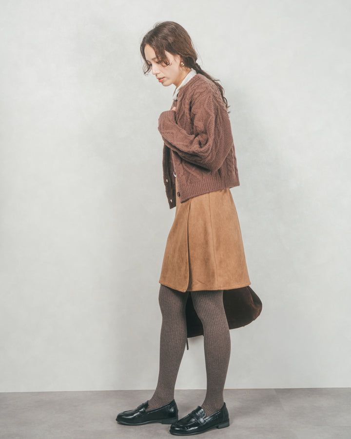 スウェードライクラップスカート (CAMEL)