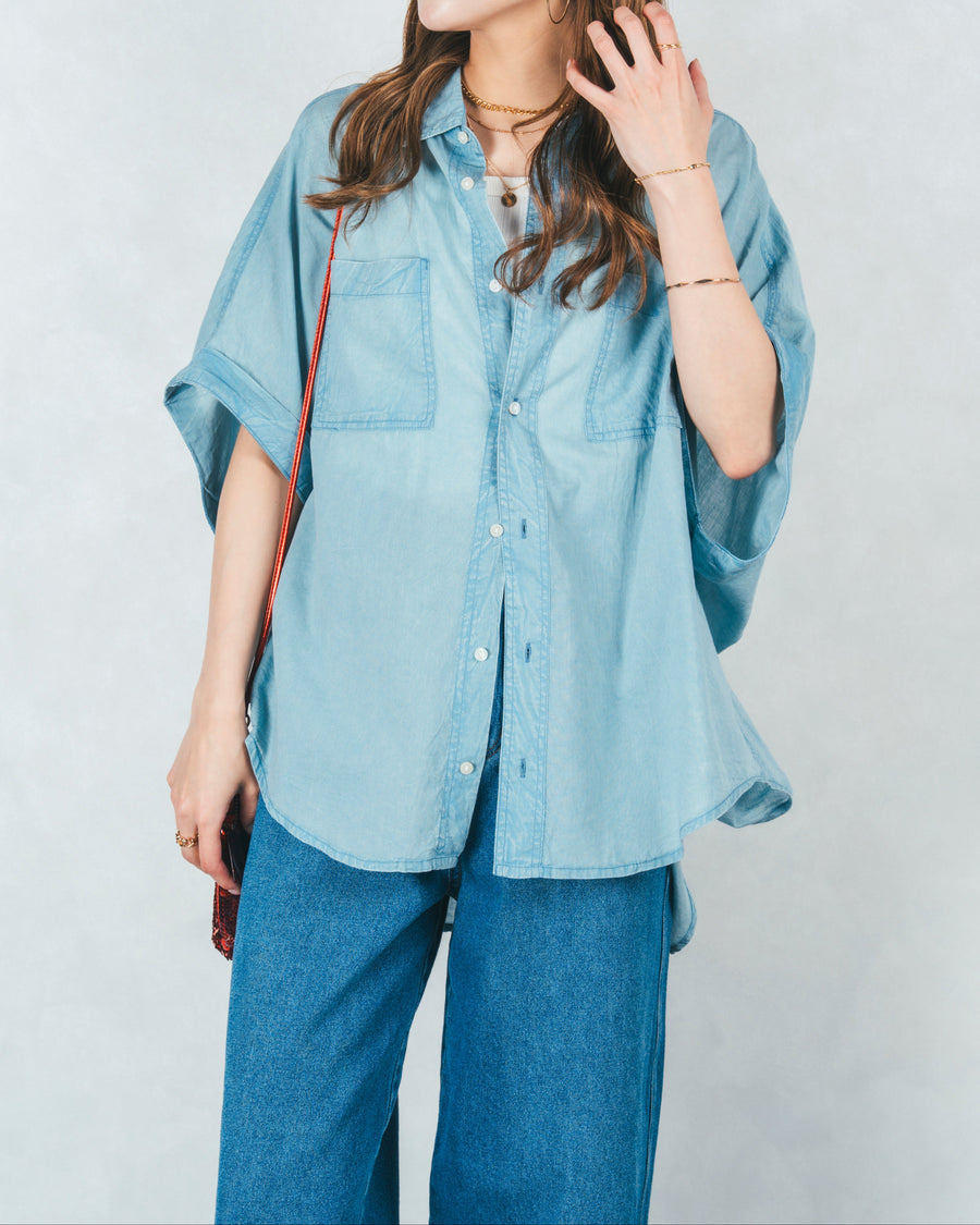 ［SET］エアリーカラー半袖シャツ＋カットオフデザインデニム（2SET）