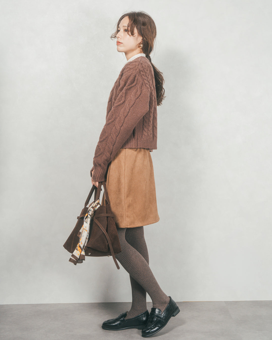 スウェードライクラップスカート (CAMEL)