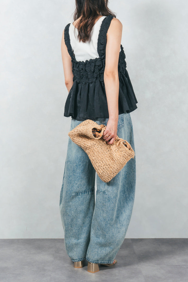 ［SET］ワッシャータフタシャーリングキャミ+ハクデザインカーブデニム（2SET）