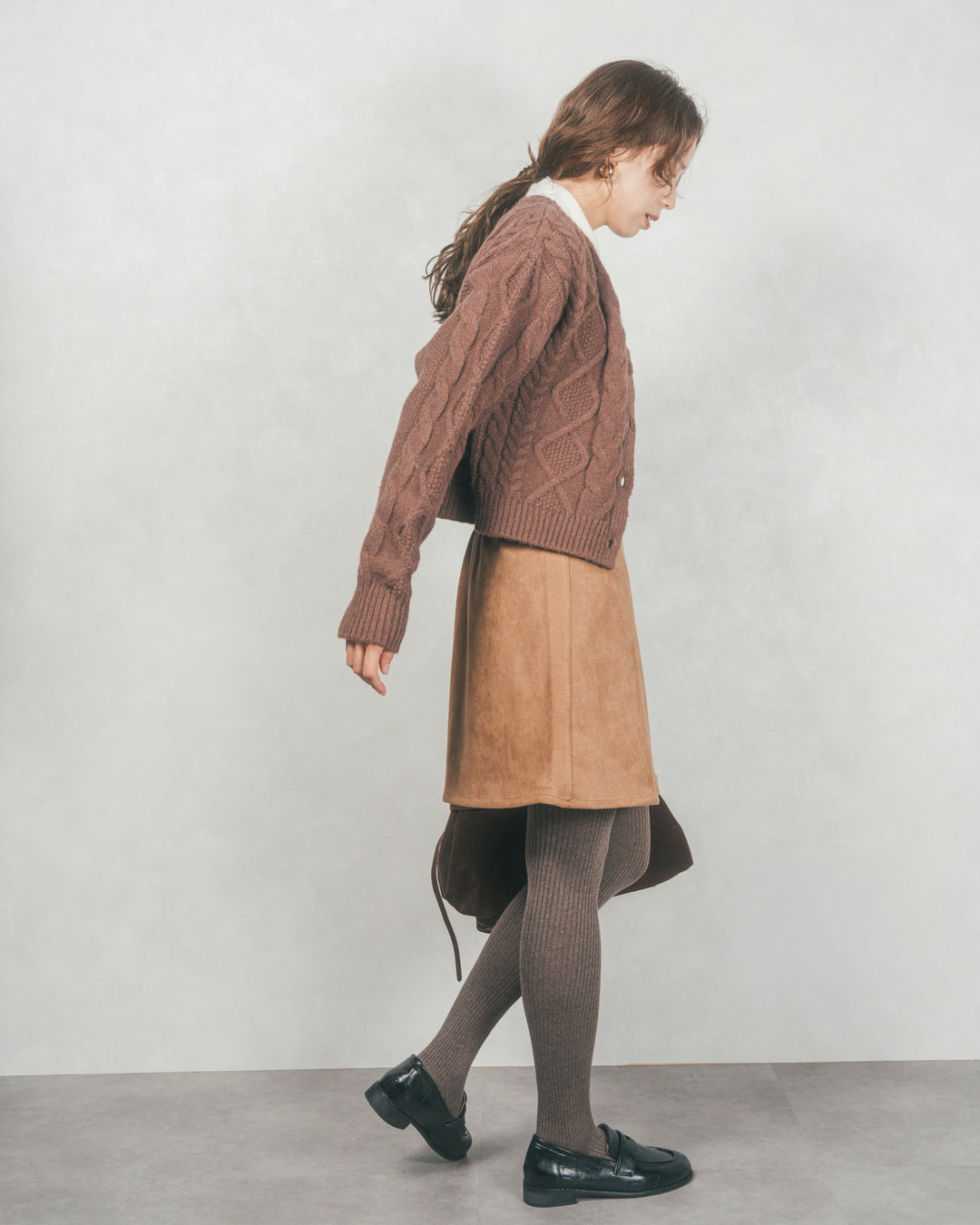 スウェードライクラップスカート (CAMEL)