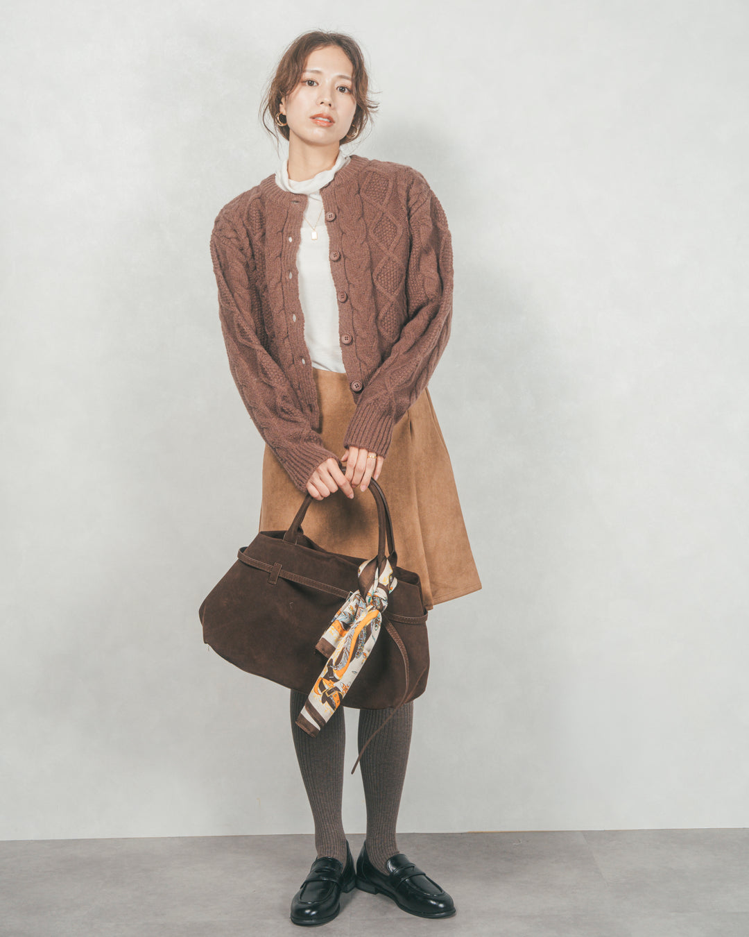 スウェードライクラップスカート (CAMEL)