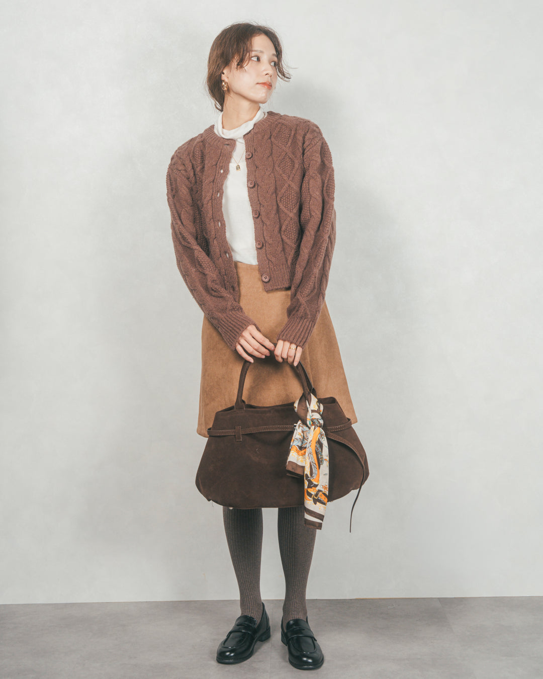 スウェードライクラップスカート (CAMEL)