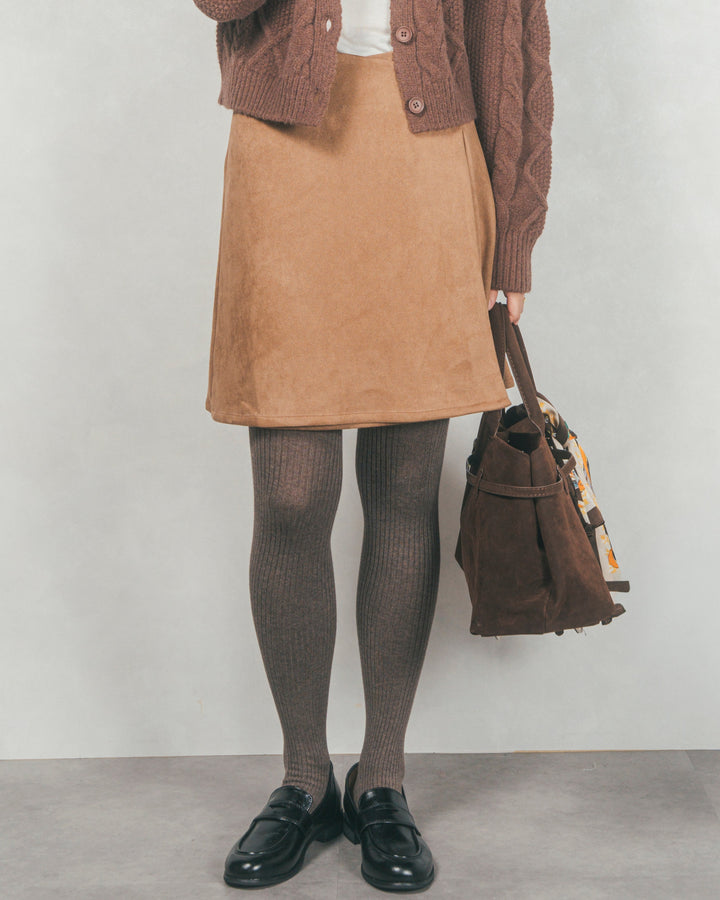 スウェードライクラップスカート (CAMEL)