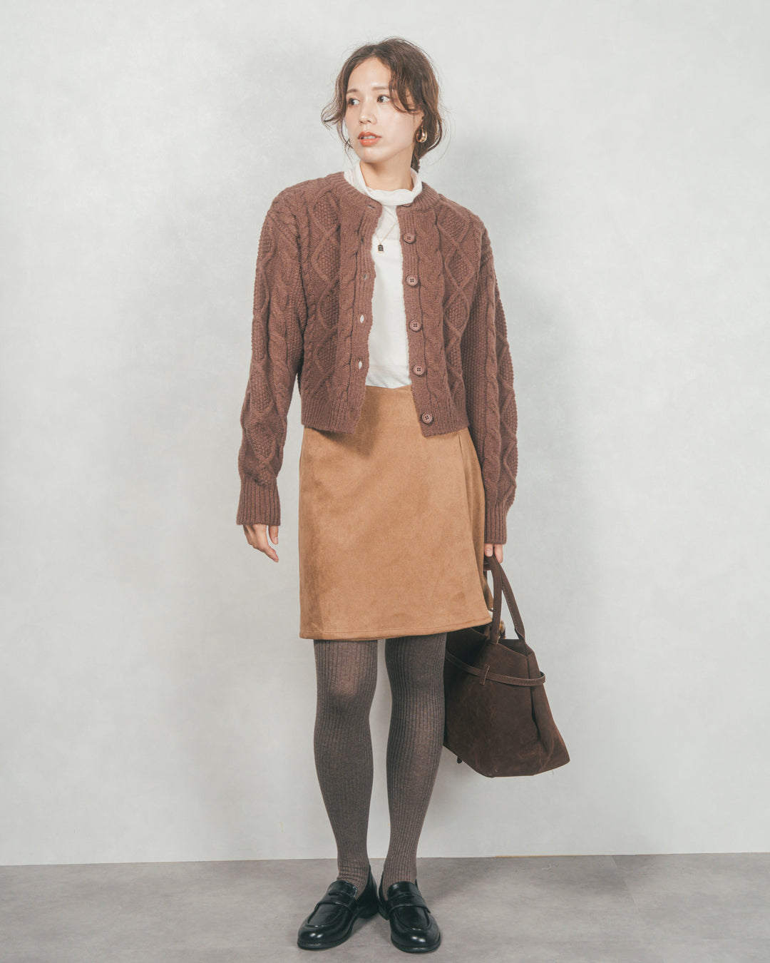 スウェードライクラップスカート (CAMEL)