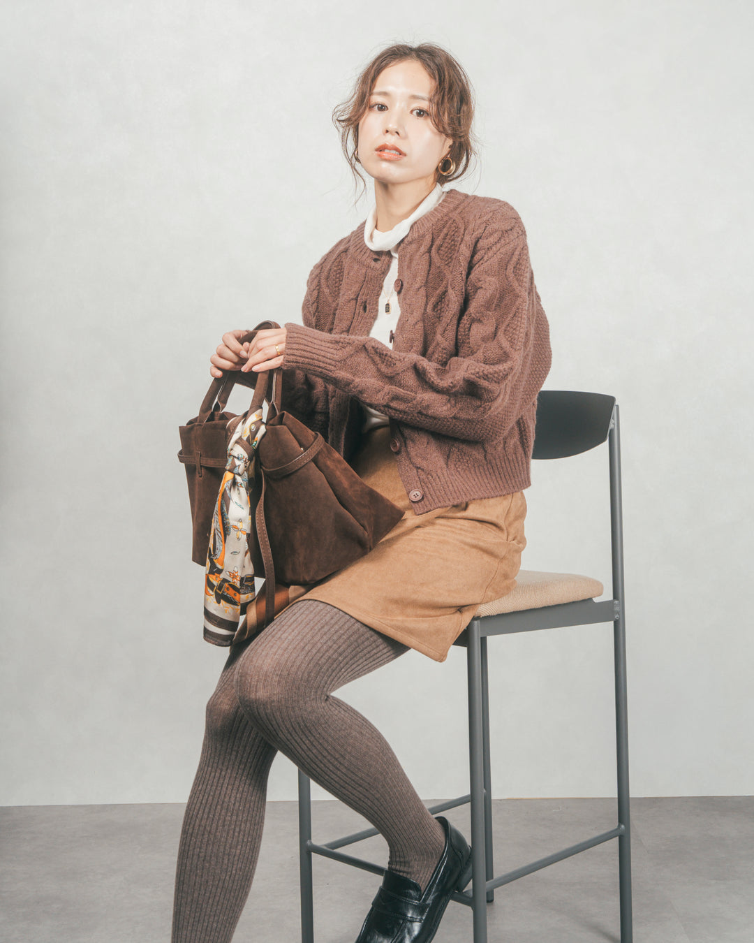 スウェードライクラップスカート (CAMEL)