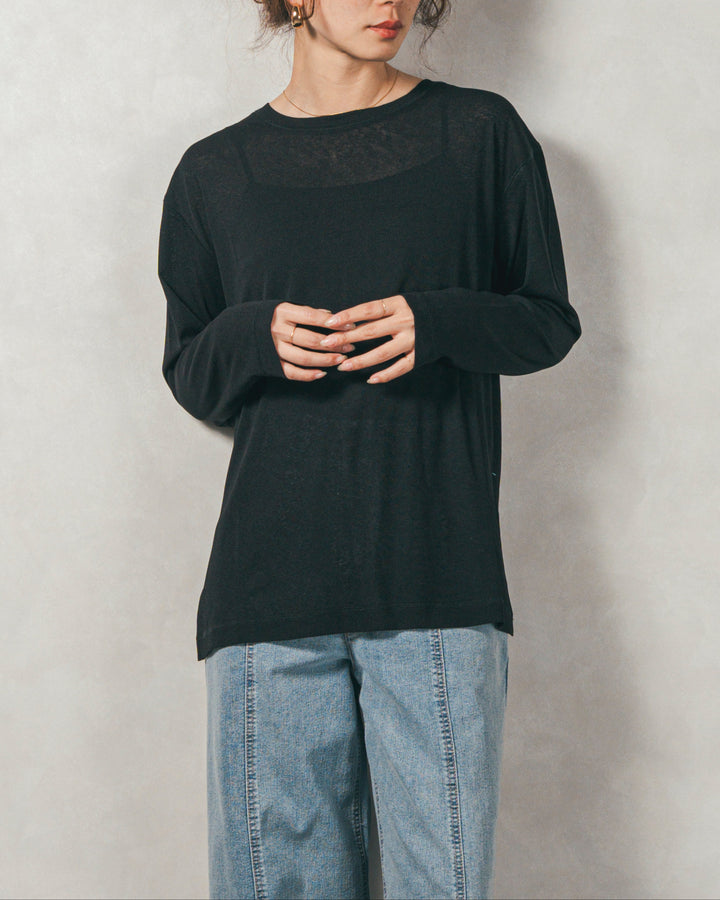 スラブシアークルーネックT (BLACK)