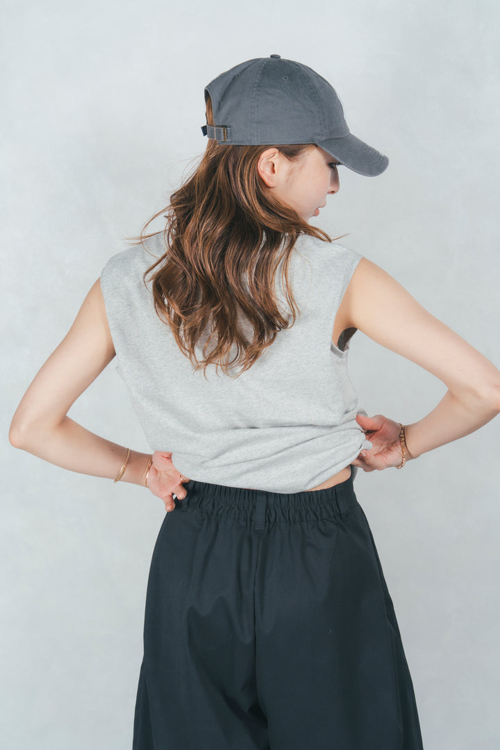 ［SET］USAコットンスリーブレストップス＋サイドタックコクーンパンツ（2SET）