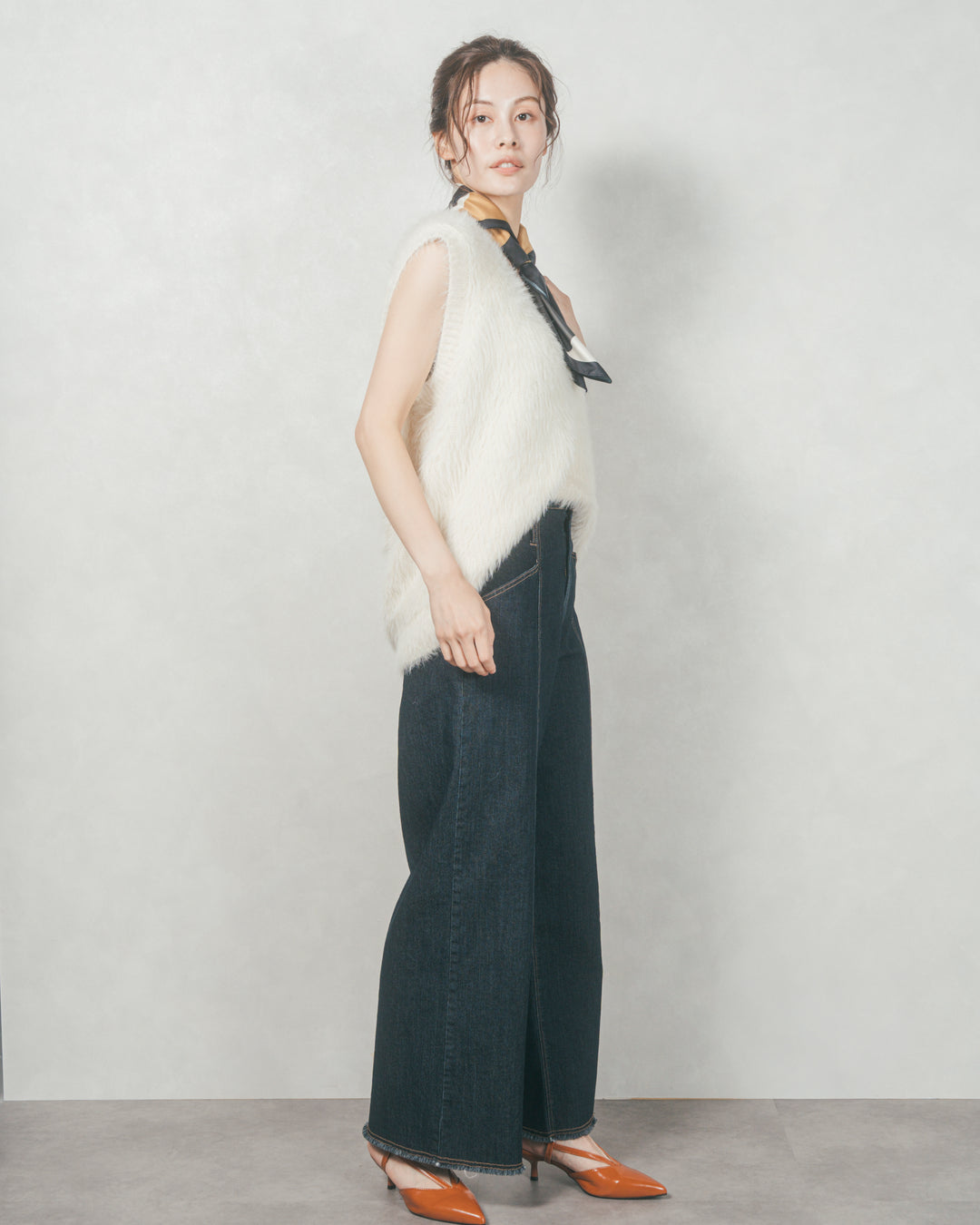 センターシーム リラックスワイドデニム (ONE WASH)