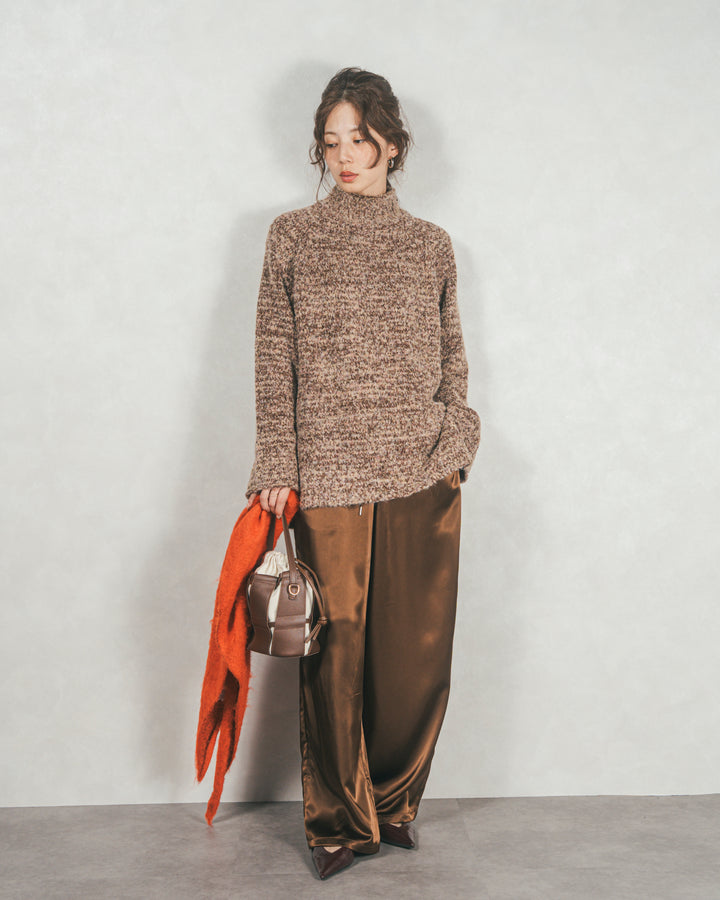 ブークレMix ハイネックニット (BEIGE)