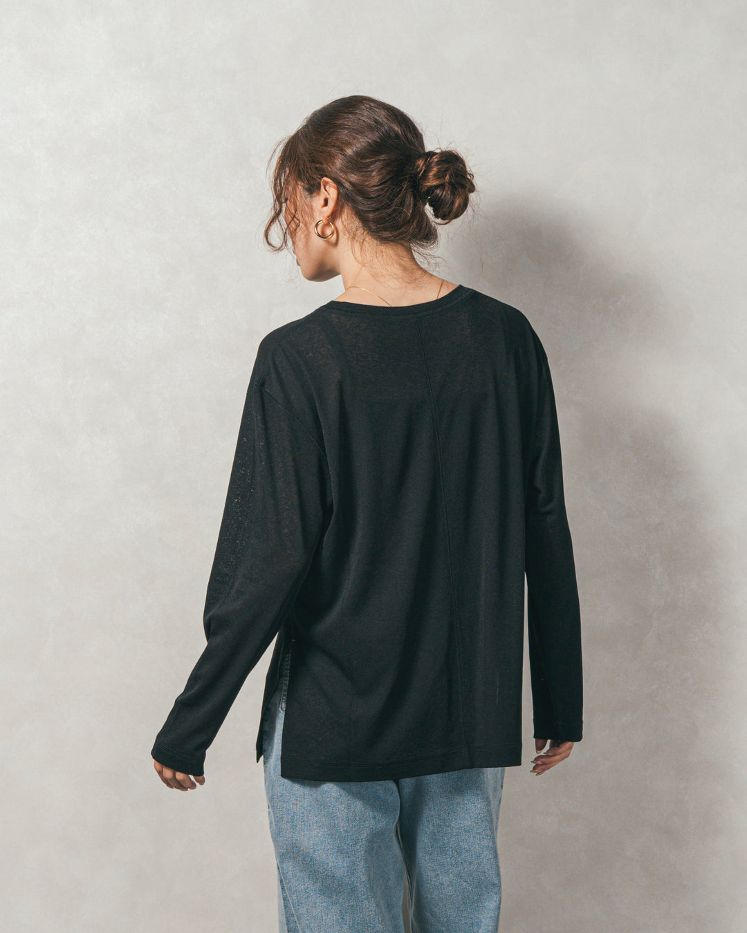 ［SET］ミックスヤーン2WAYカーディガン+スラブシアークルーネックT+センターシーム リラックスカラーデニム（3SET）