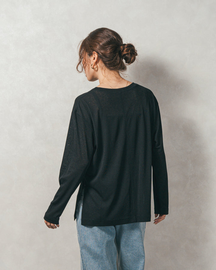 ［SET］ミックスヤーン2WAYカーディガン+スラブシアークルーネックT+センターシーム リラックスカラーデニム（3SET）