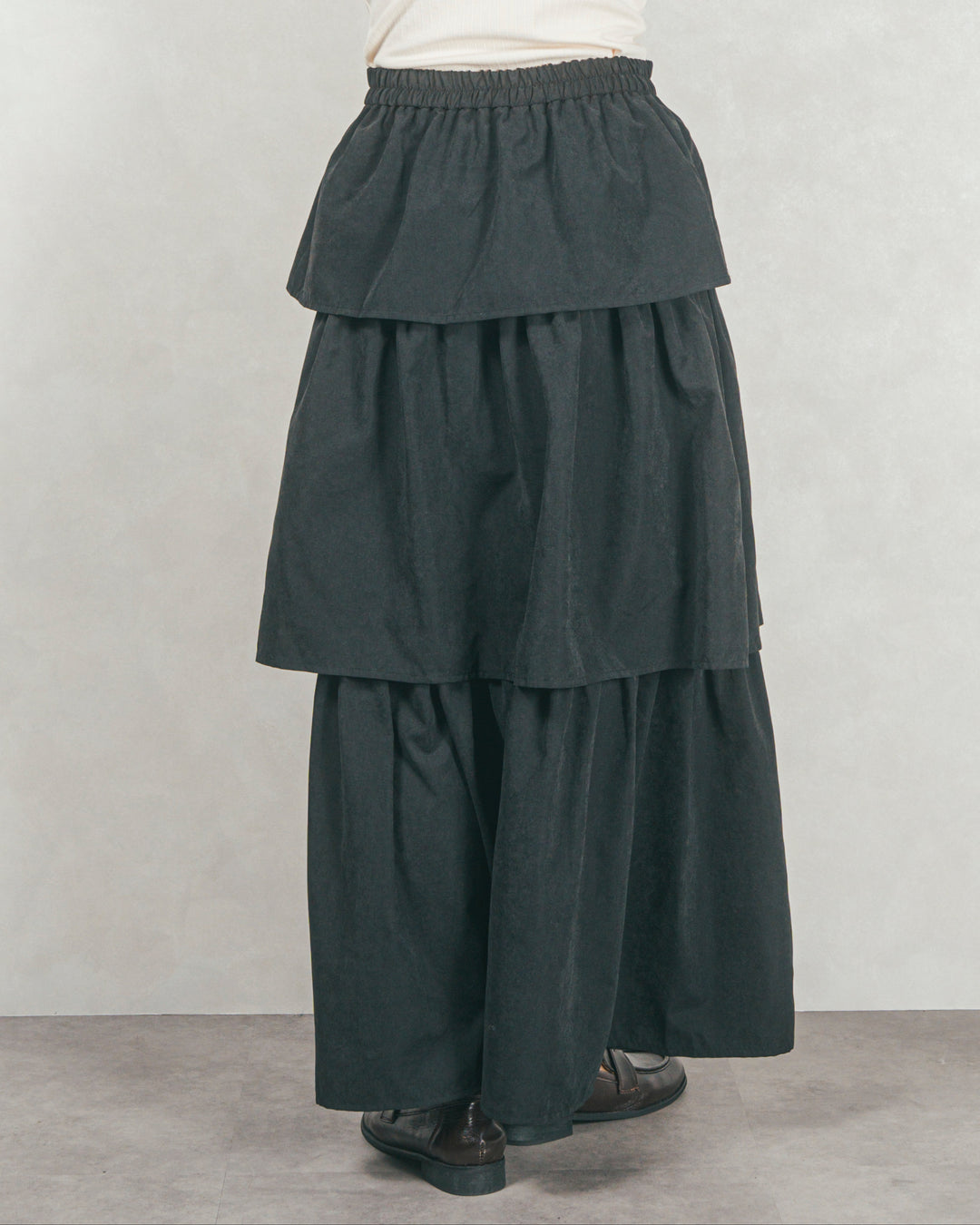 Flareティアードロングスカート (BLACK)