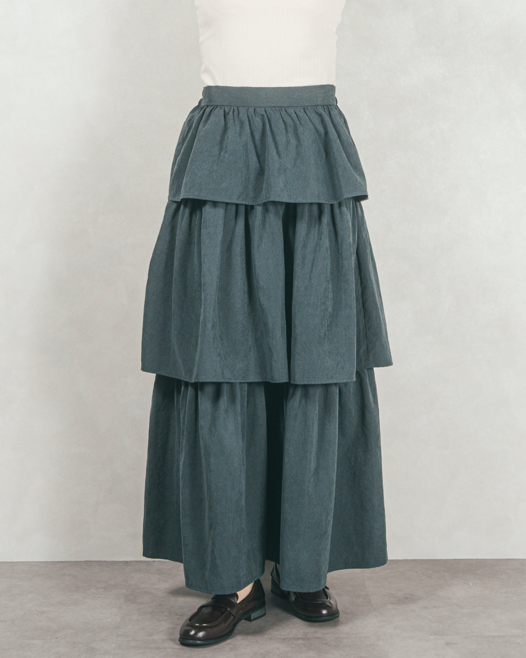 Flareティアードロングスカート (CHARCOAL GRAY)