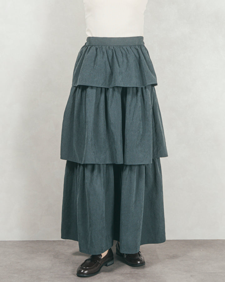 Flareティアードロングスカート (CHARCOAL GRAY)