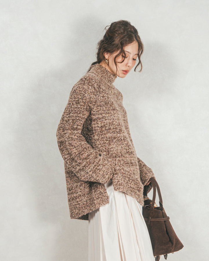 ブークレMix ハイネックニット (BEIGE)