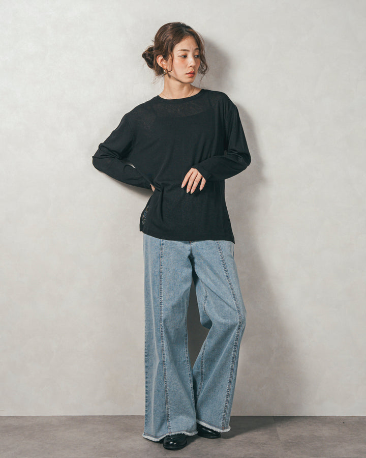 スラブシアークルーネックT (BLACK)