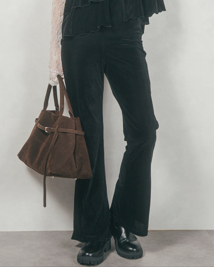 セミフレア ベロアパンツ (BLACK)