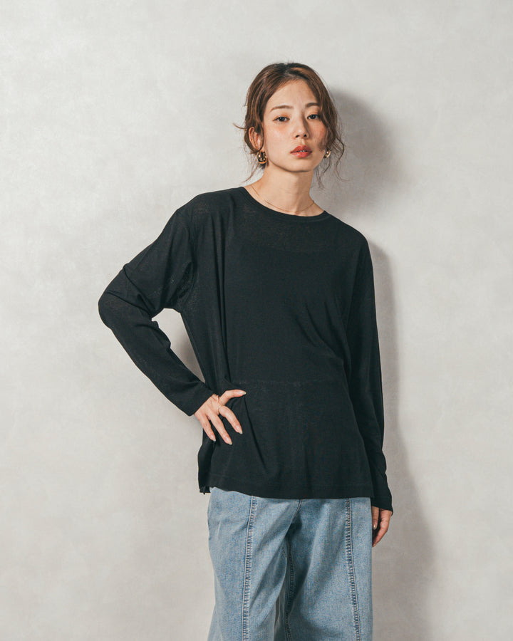 ［SET］Airyフェザー ニットカーディガン+スラブシアークルーネックT+Relax 裏起毛カーブパンツ（3SET）