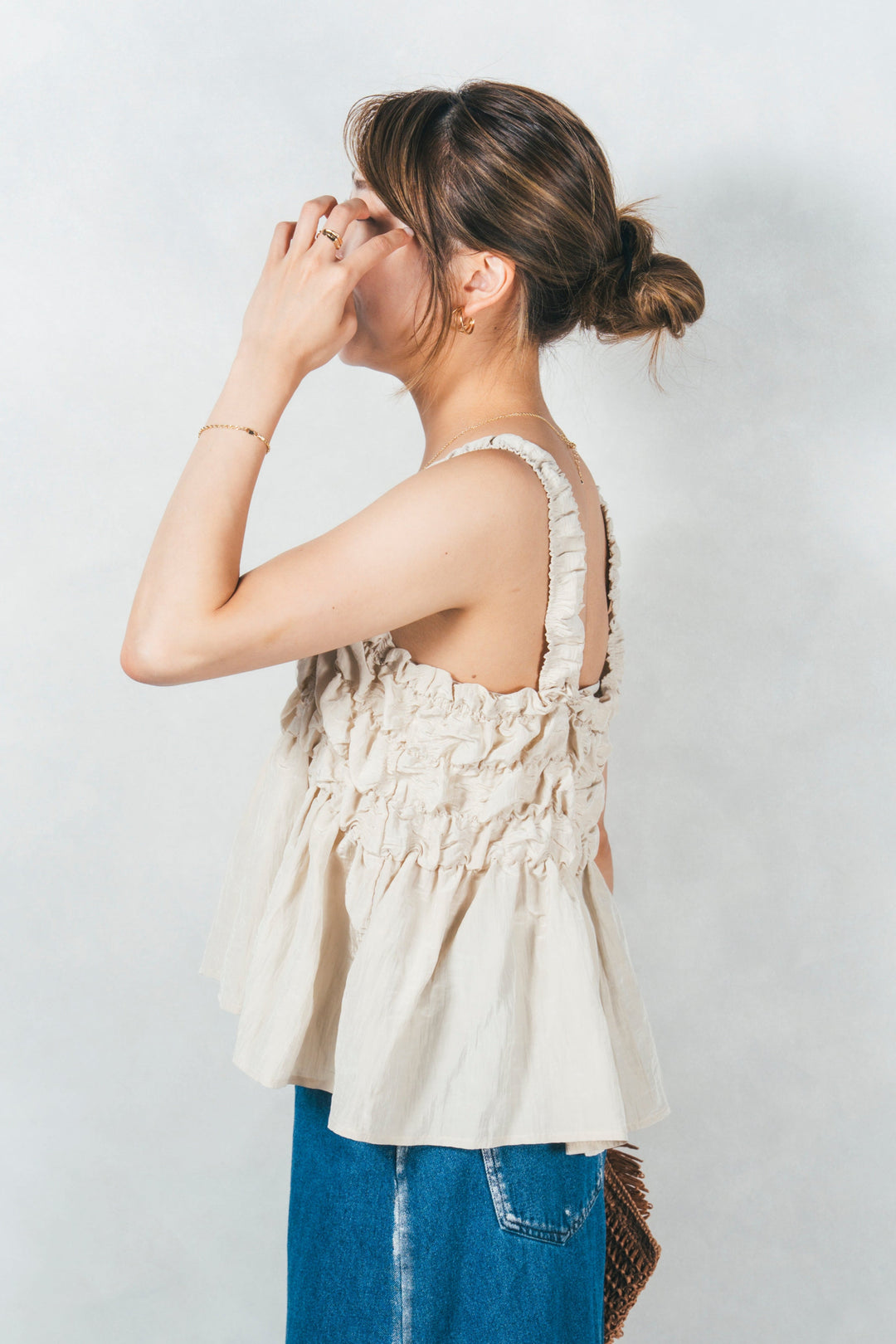 ワッシャータフタシャーリングキャミ (IVORY)